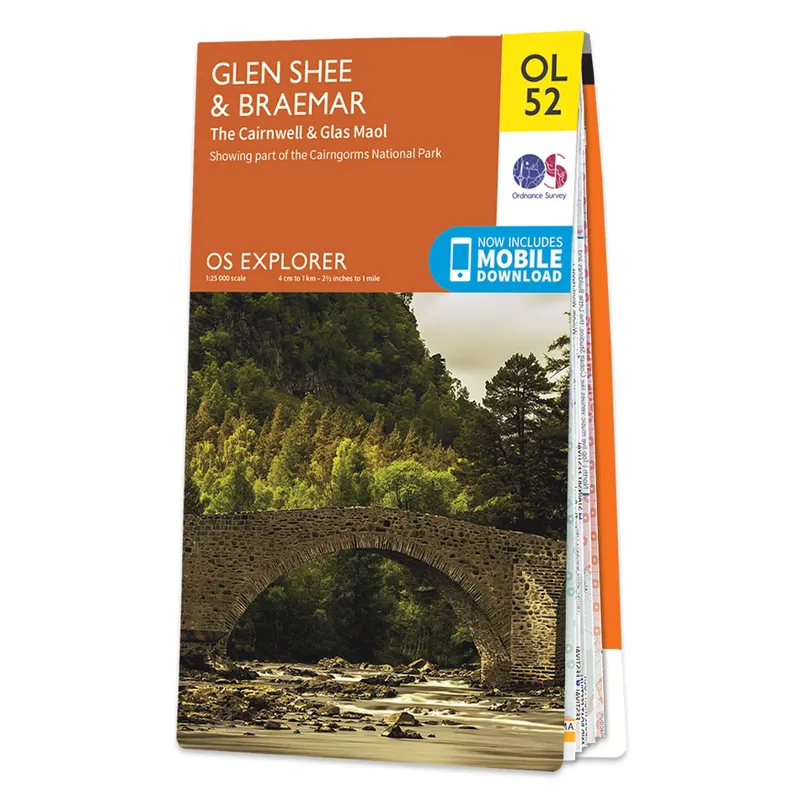 Ordnance Survey Explorer OL52 Map of Glen Shee Braemar